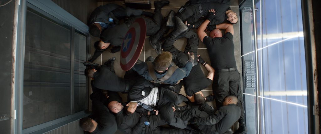 Chris Evans as Captain America/Steve Rogers, center, in a scene from the motion picture "Captain America: The Winter Soldier." CREDIT: Marvel [Via MerlinFTP Drop]